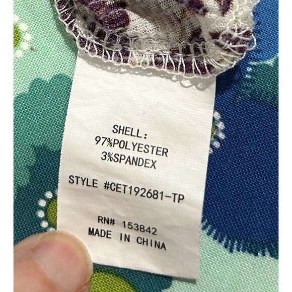 Melloday Peasant Style Blouse Pink and Purple Floral Short Sleeve Size 2X - Picture 4 of 5